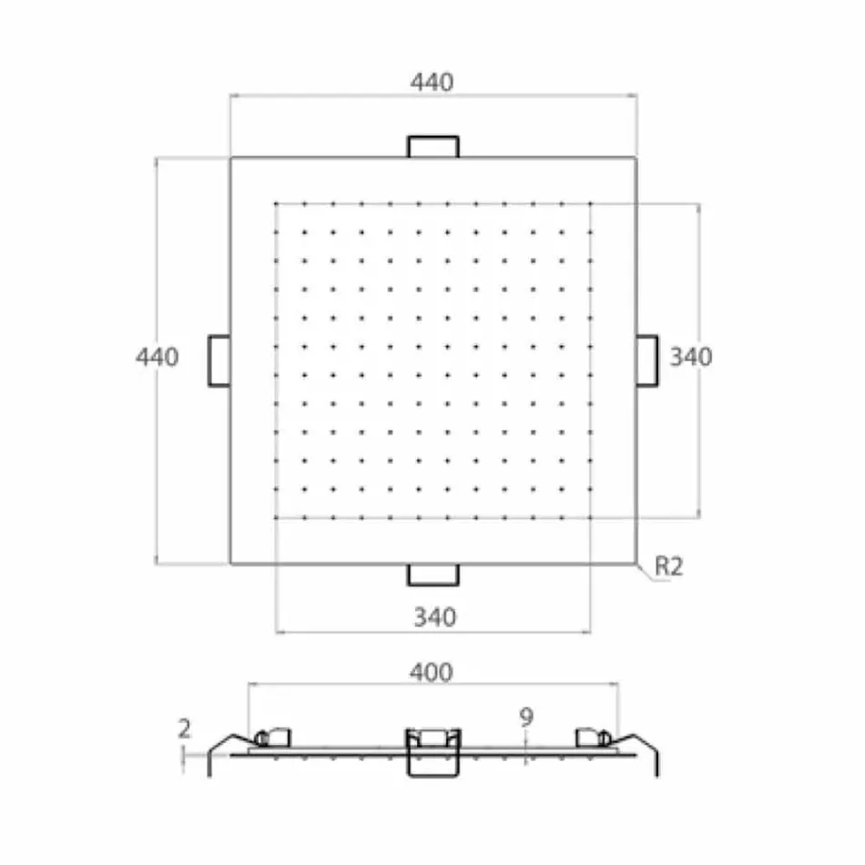 Duschkopf mit quadratischer Decke aus Stahl Made in Italy - Stärke Viadurini
