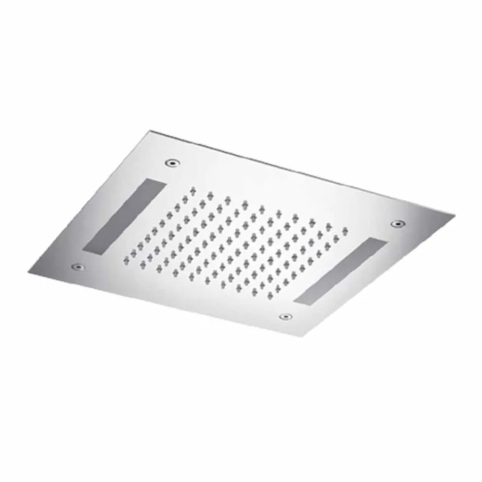 Quadratischer Duschkopf aus Edelstahl mit Farbtherapie Made in Italy - Bilbo Viadurini