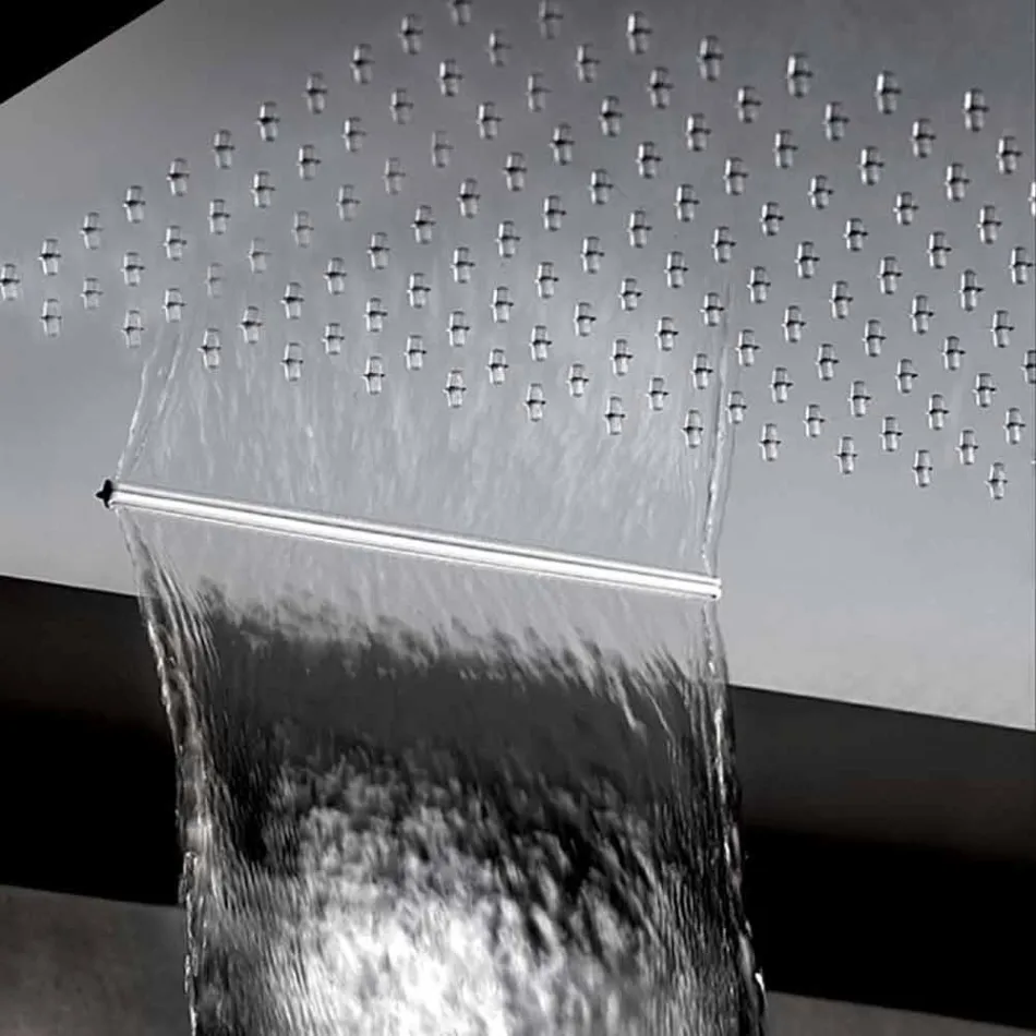 Quadratischer Duschkopf aus Edelstahl mit Doppelstrahl Made in Italy - Nello Viadurini