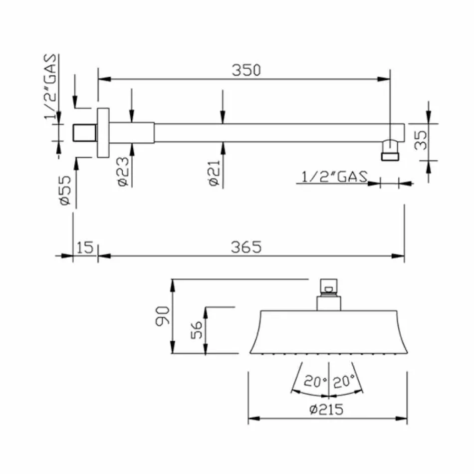 Runder Wandduschkopf aus Messing im klassischen Stil Made in Italy - Betto Viadurini