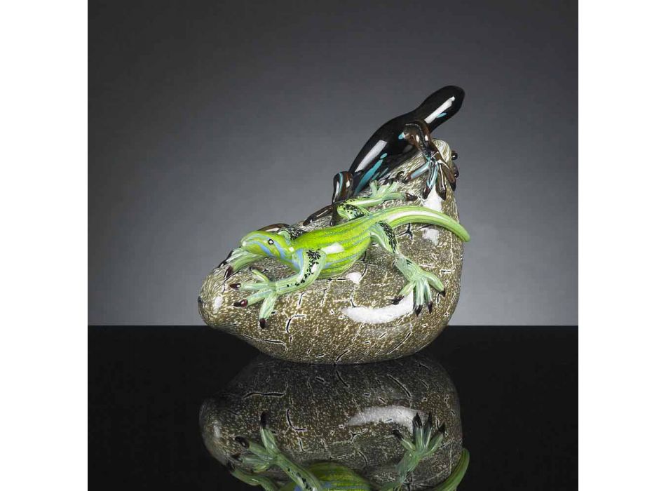 Eidechsenförmiges Ornament aus farbigem Glas Made in Italy - Certola Viadurini