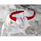 Stierförmiges Ornament aus rotem und transparentem Glas Made in Italy - Torero Viadurini
