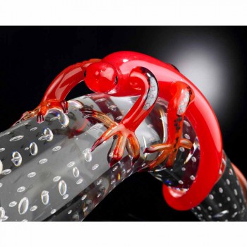 Dekoratives Glasornament in Form eines Geckos auf einem Horn Made in Italy - Corino