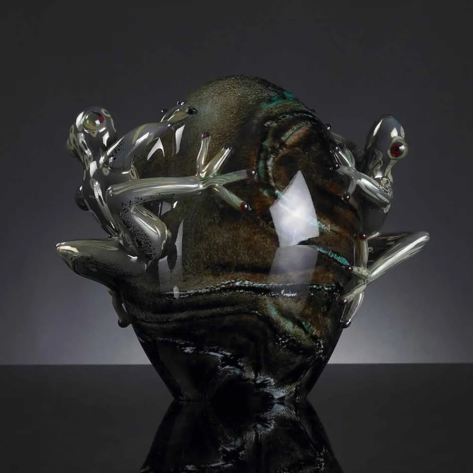 Eiförmiges Glasornament mit Fröschen Made in Italy - Huevo Viadurini