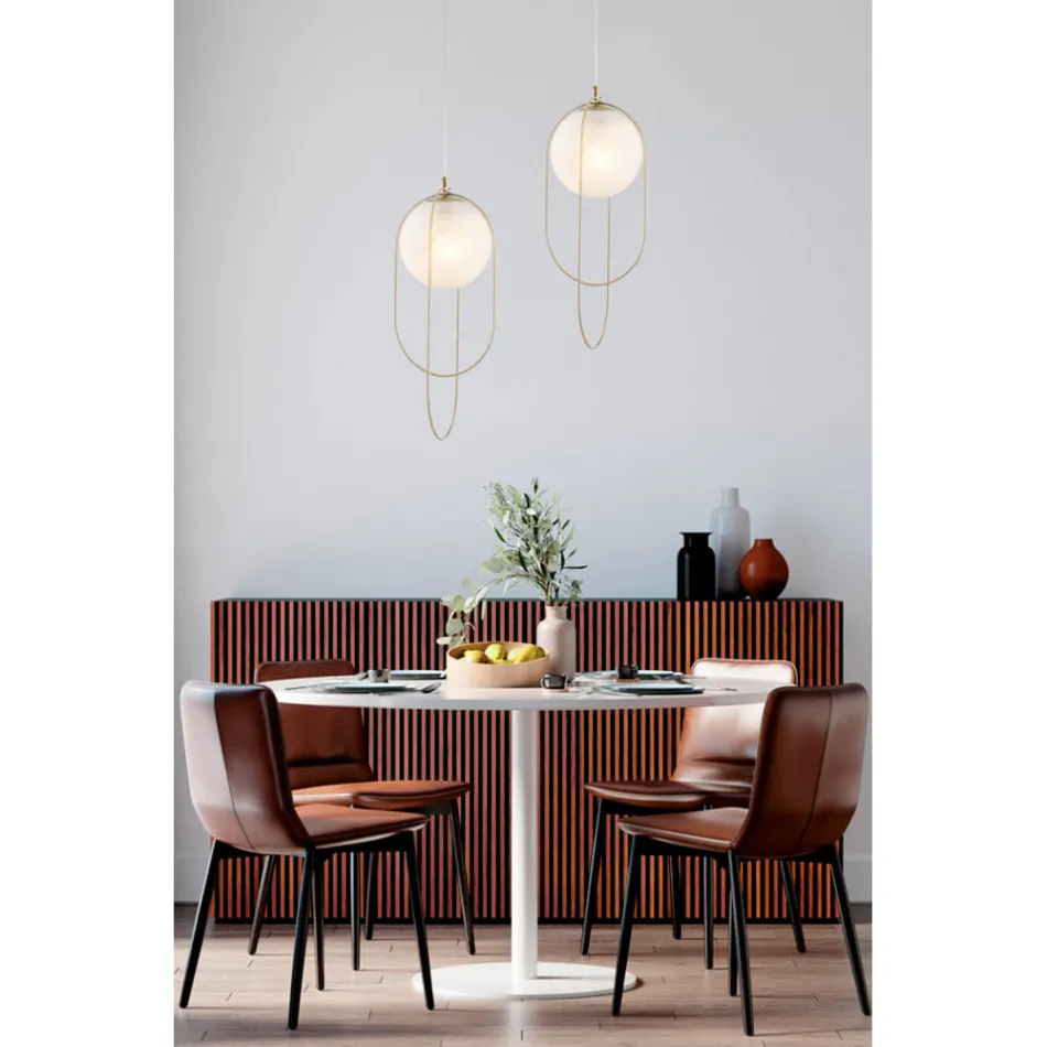 Verchromte Eisen-Pendelleuchte mit Kugel, hergestellt in Italien für die Inneneinrichtung - Oslo Viadurini