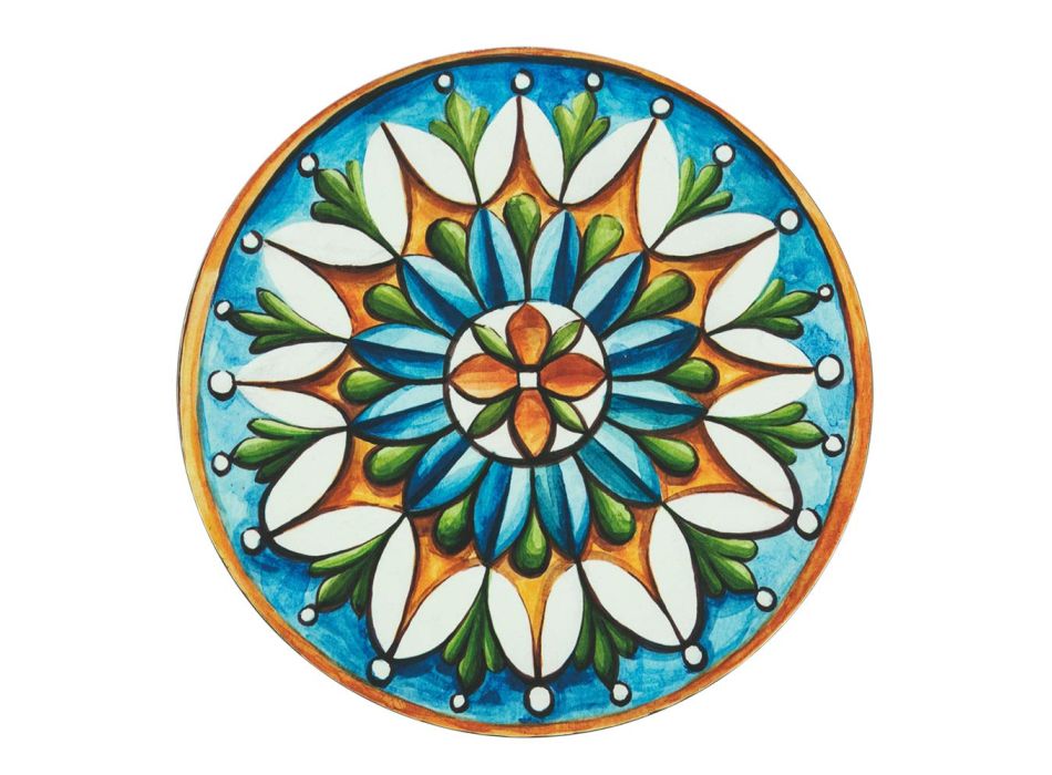 Runde Teller aus farbigem Kunststoff mit Majolika 12 Stück - Maia Viadurini