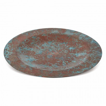 Handverzinntes Tischset aus grünem oder braunem Kupfer 31 cm 6 Stück - Rocho Viadurini