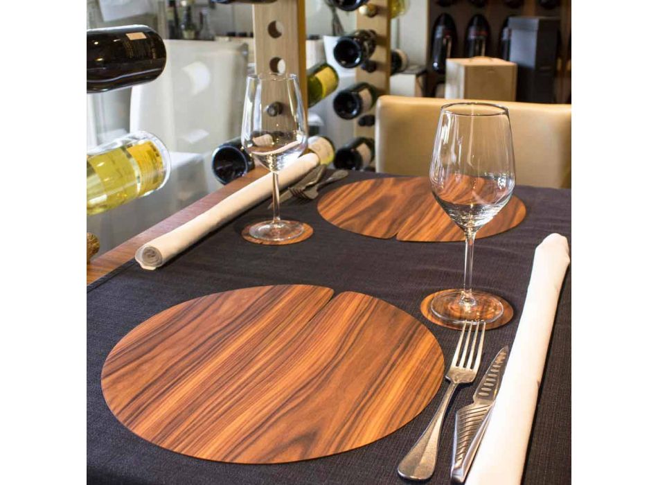 Rundes Tischset aus echtem Naturholz Made in Italy - Stan Viadurini