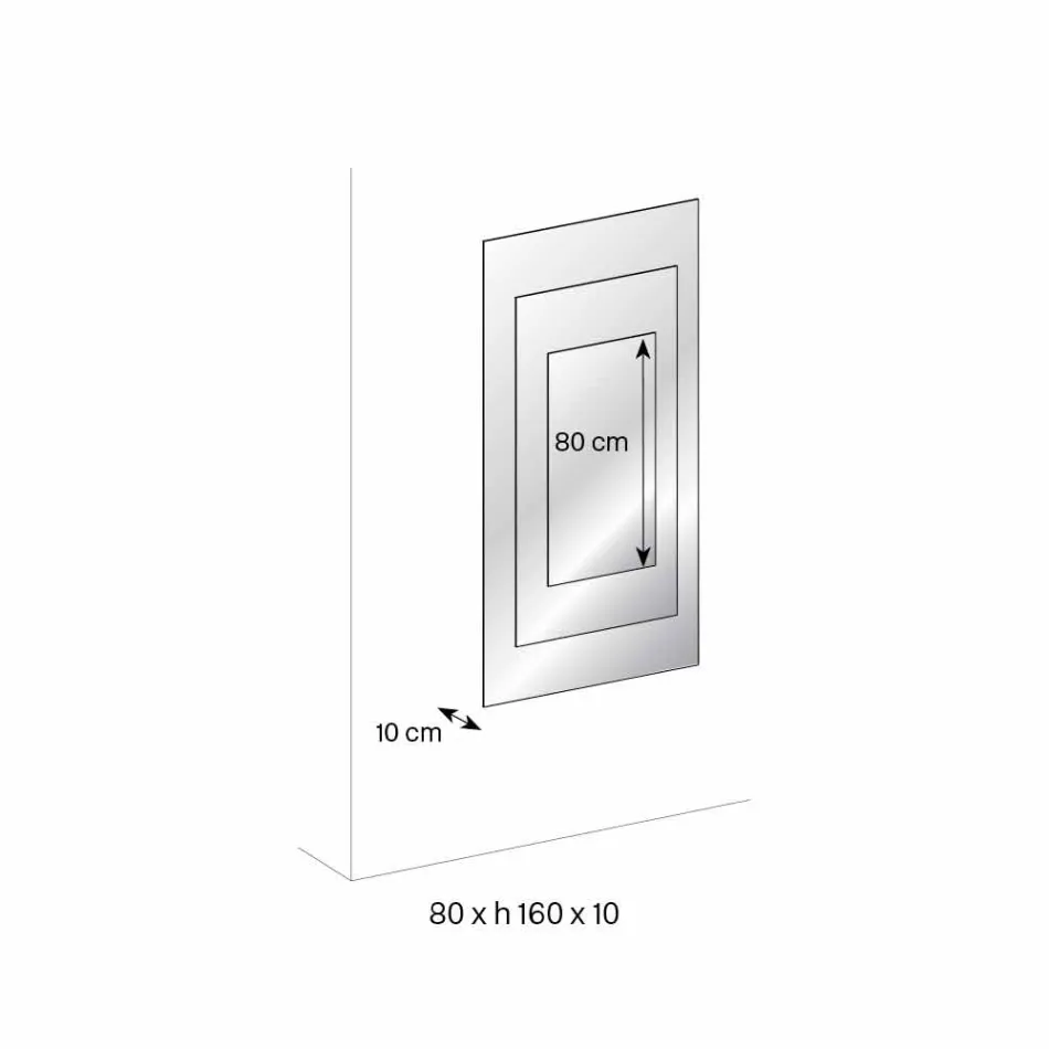 Dreischichtiger Wandspiegel und schwarze Struktur italienisches Design - Plaudio Viadurini