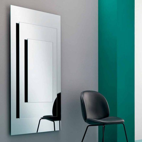Dreischichtiger wandspiegel und schwarze struktur italienisches design - plaudio