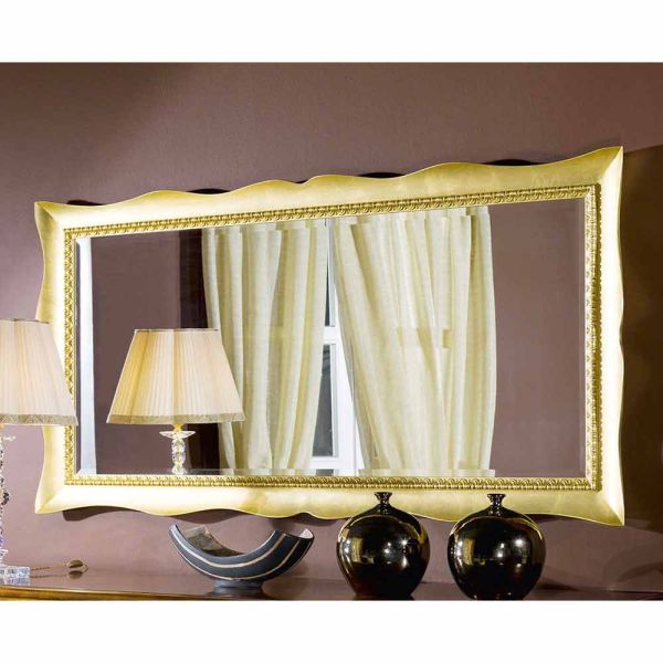 Handgearbeiteter wandspiegel aus gold- / silberholz, made in italy, luigi