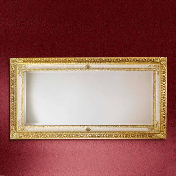Rechteckiger wandspiegel aus holz, hergestellt in italien, raffaello