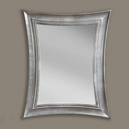 Handgemachter rechteckiger hölzerner Wandspiegel Sandro hergestellt in Italien Viadurini