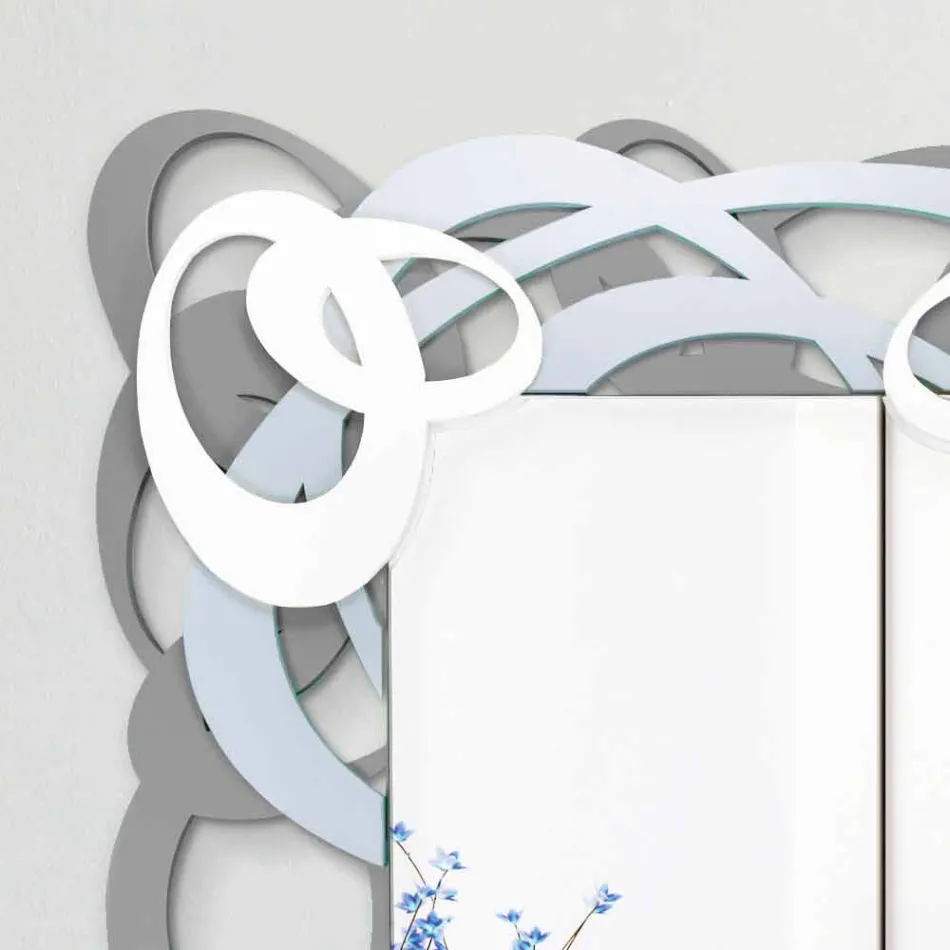 Rechteckiger farbiger hölzerner Wandspiegel des modernen Designs - Amalga Viadurini