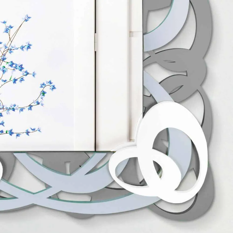 Rechteckiger farbiger hölzerner Wandspiegel des modernen Designs - Amalga Viadurini