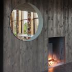 Spiegel mit geätztem, taubengrau lackiertem Glasboden, hergestellt in Italien – Oregano Viadurini