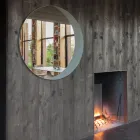 Spiegel mit geätztem, taubengrau lackiertem Glasboden, hergestellt in Italien – Oregano Viadurini