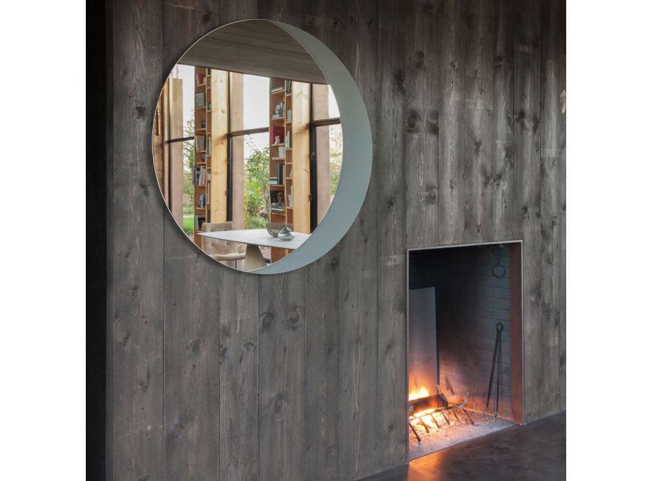 Spiegel mit geätztem, taubengrau lackiertem Glasboden, hergestellt in Italien – Oregano Viadurini