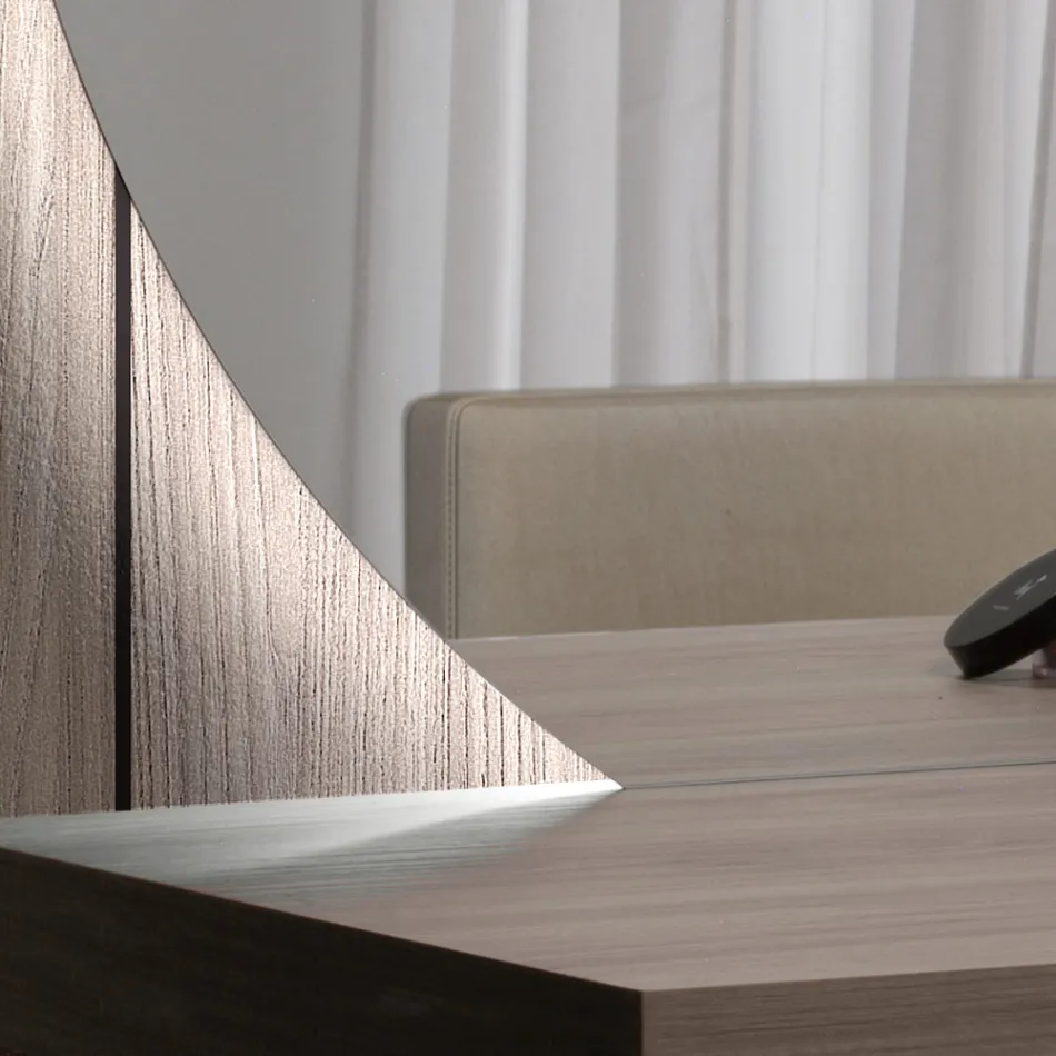 Spiegel mit LED-Hintergrundbeleuchtung nur auf der runden Seite. Hergestellt in Italien – Marke Viadurini