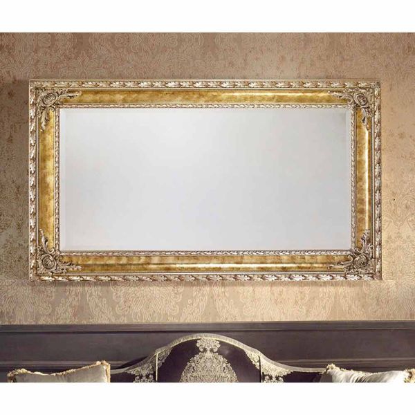 Rechteckiger wandspiegel mit modernen linien, made in italy, umberto