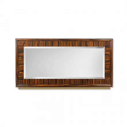 Polierter Wandspiegel aus poliertem Ebenholz und Ada 1 Metall Viadurini