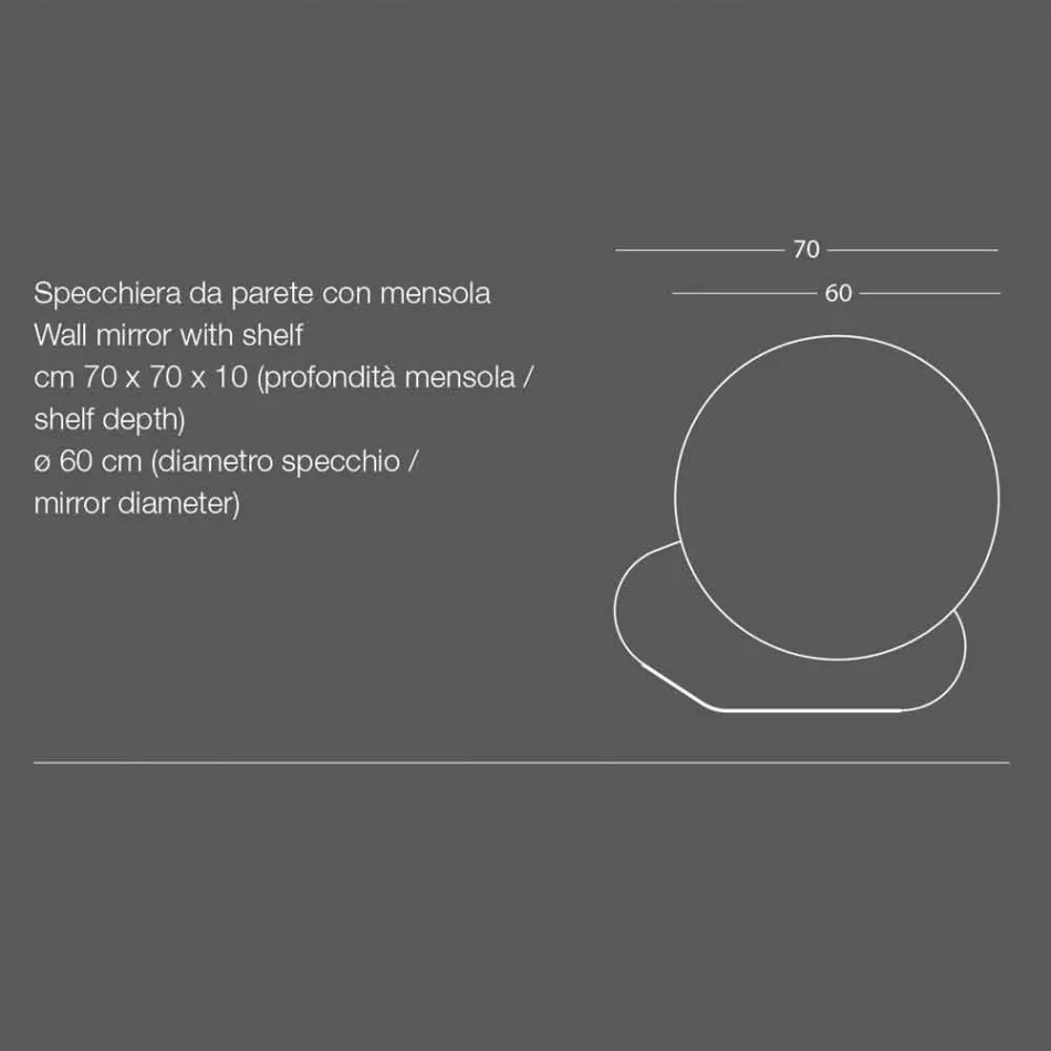 Wandspiegel mit Metallregal in verschiedenen Farben Modernes Design - Hera Viadurini