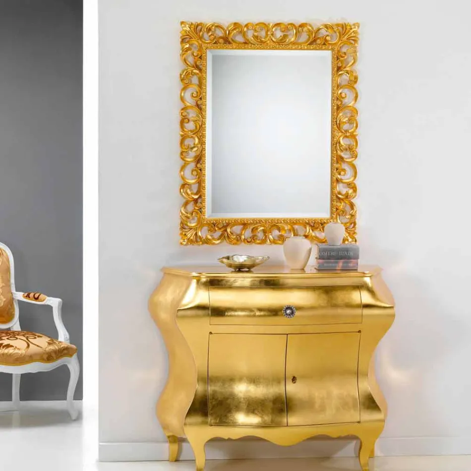 Wandspiegel klassisches Design mit Blattgold Finish Paris Viadurini