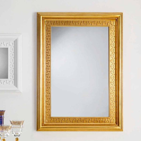 Moderner wandspiegel aus blattgold 96x132 viva