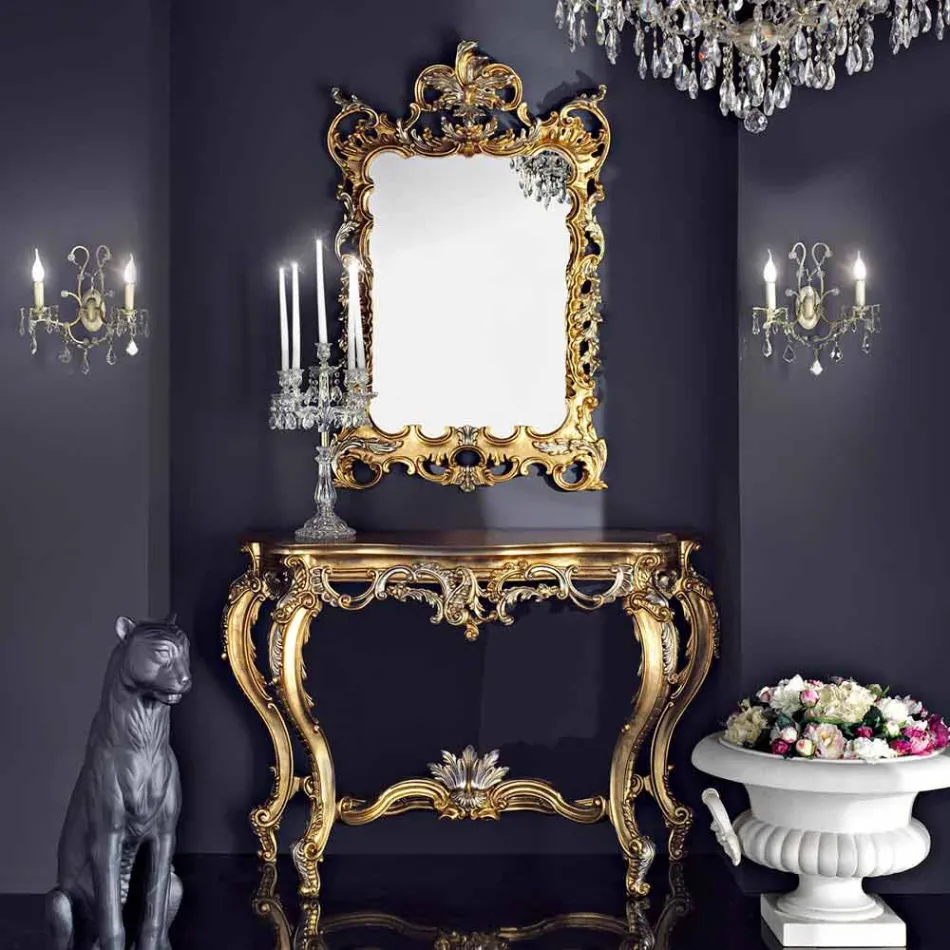 Hölzerner Wandspiegel und MDF made in Italy Andrea Konsolentischplatte Viadurini