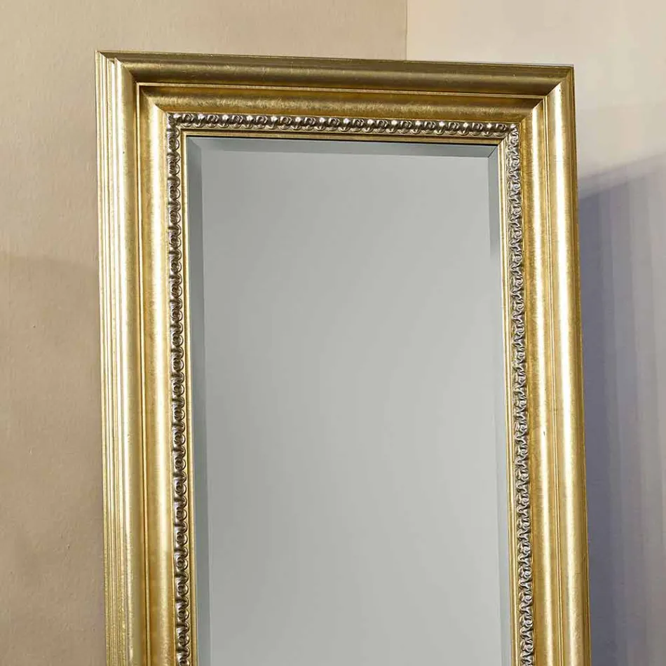 Holzfußbodenspiegel mit handgefertigtem Sockel aus Italien Leonardo Viadurini