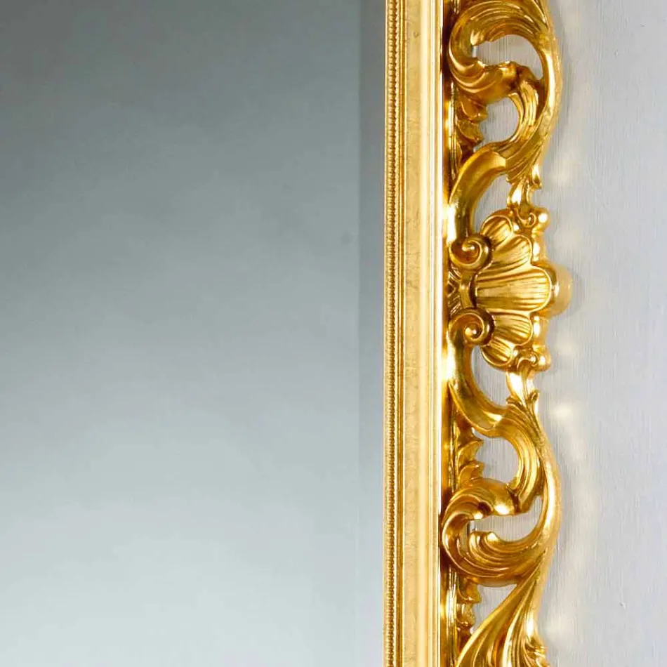 Spiegel Boden / Wand-Design mit Blattgold Finish Mata Viadurini