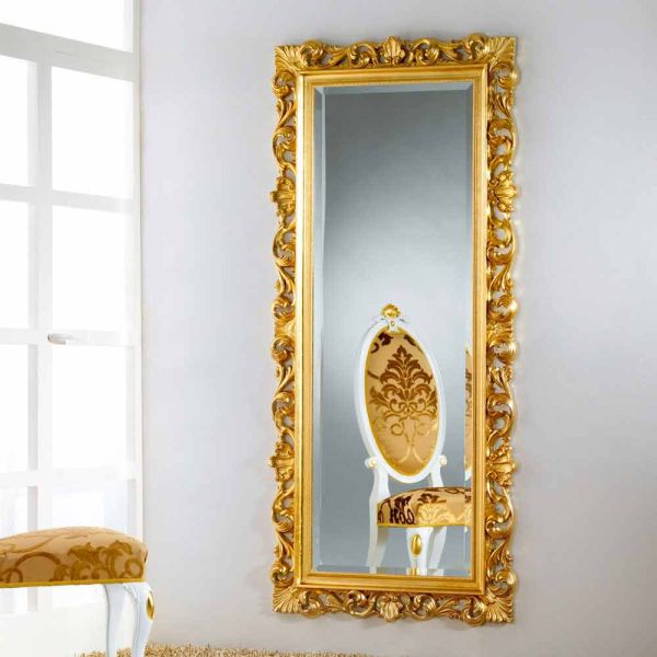 Moderner repro stand und wandspiegel gold mata