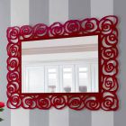 Großer moderner Wandspiegel aus rotem Plexiglas - Rosalinda Viadurini