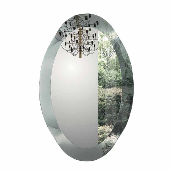 Ovaler wandspiegel aus kristallklarem glas made in italy - eclisse