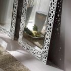 Rechteckiger Spiegel aus Silber und schwarzem Blatt, hergestellt in Italien – Acca Viadurini