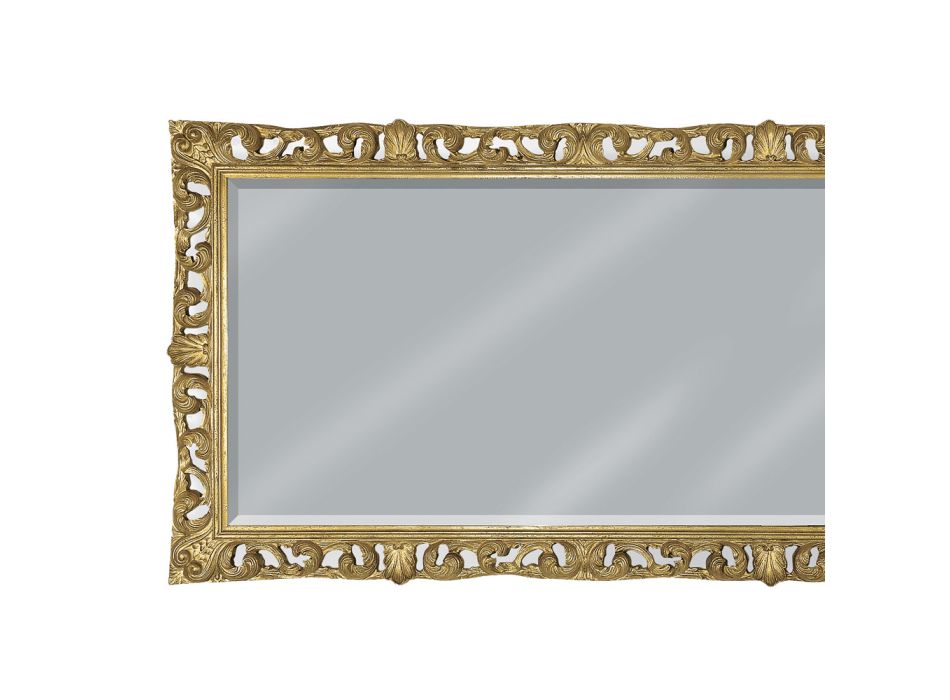 Rechteckiger Spiegel aus Blattgold und geschliffenem Spiegel, hergestellt in Italien – Rangi Viadurini