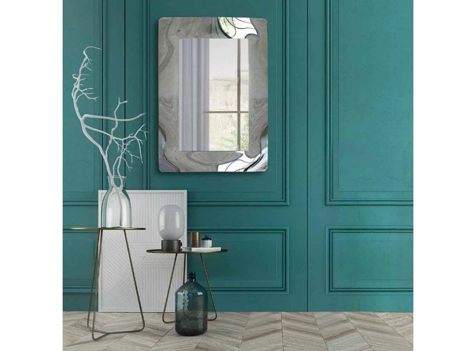 Moderner rechteckiger Spiegel mit gebogenem Glasrahmen, hergestellt in Italien – Vira Viadurini