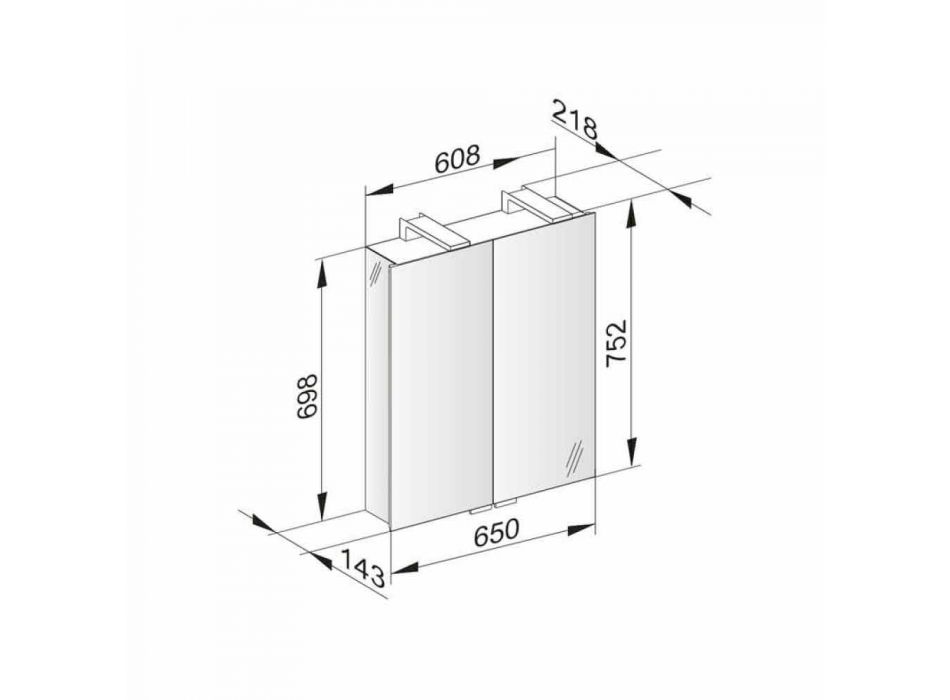 2-türiger Spiegel mit silbernem Aluminiumbehälter und Chromdetails - Maxi Viadurini