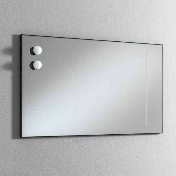 Wand badezimmerspiegel mit 2 glühbirnen und schwarzem rahmen made in italy - rahmen