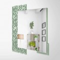 Quadratischer Wandspiegel des modernen Designs in verziertem grünem Holz - Labyrinth