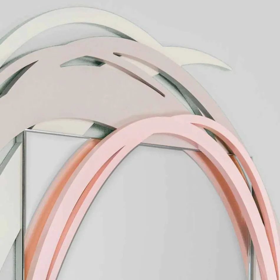 Moderner Wandspiegel mit dekorativem Design aus farbigem Holz - Orbita Viadurini