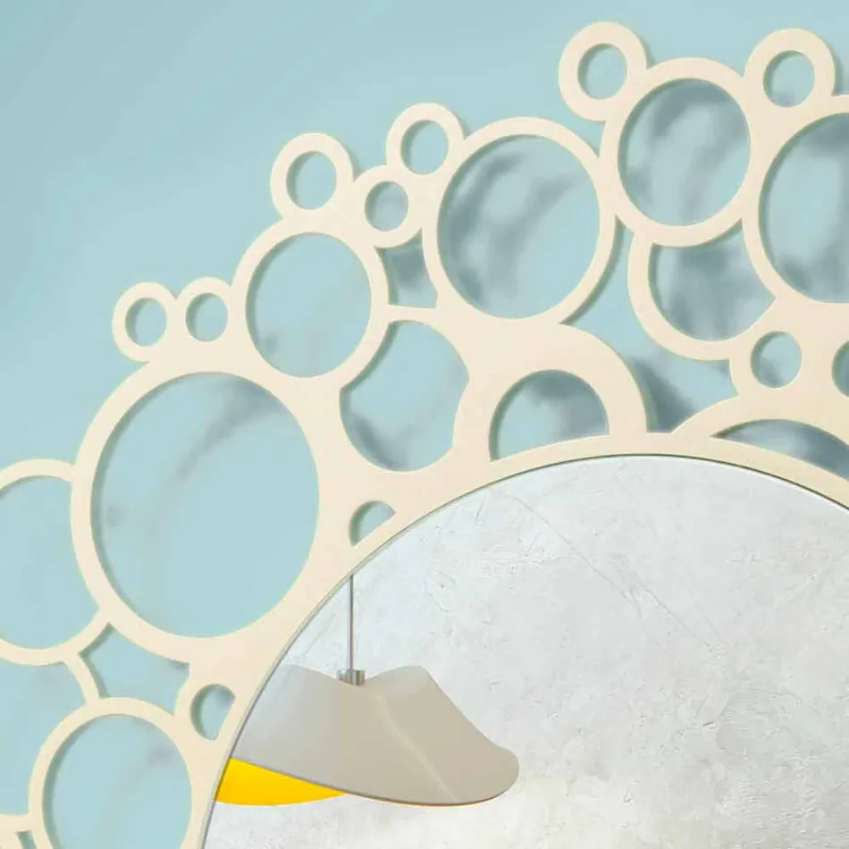 Runder Wandspiegel aus braunem Holz von modernem Design mit Rahmen - Bombo Viadurini