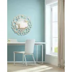 Runder Wandspiegel aus braunem Holz von modernem Design mit Rahmen - Bombo Viadurini