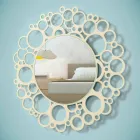 Runder Wandspiegel aus braunem Holz von modernem Design mit Rahmen - Bombo Viadurini