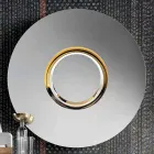 Runder Design-Wandspiegel mit goldenem Metall mit Mittelstück - Merale Viadurini