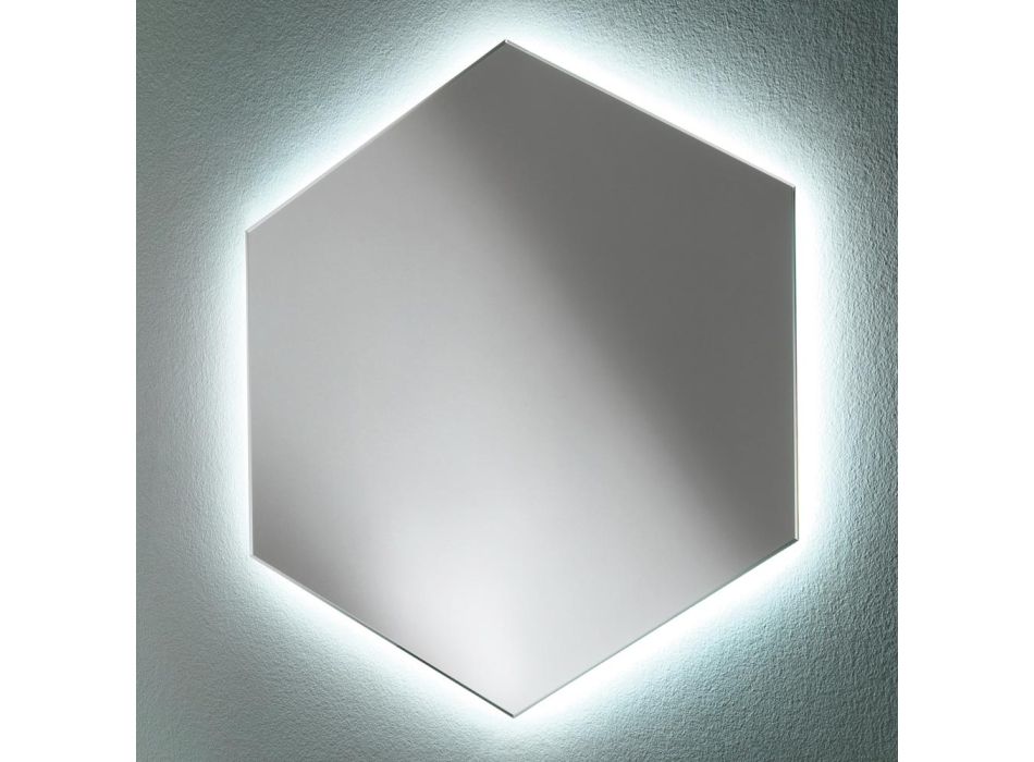 Geformter moderner Badezimmer-Wandspiegel mit hochwertigem LED-Licht - Crocchio Viadurini