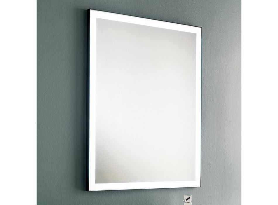 Wand-Badezimmerspiegel mit schwarzem Metallrahmen und LED Made in Italy - Chebeo Viadurini
