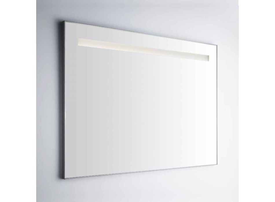 Wand Badezimmerspiegel mit aluminiumähnlichem Rahmen Made in Italy - Tobi Viadurini