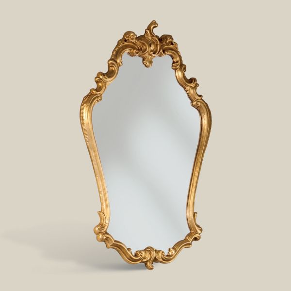 Geformter barockspiegel mit blattgoldrahmen made in italy - precious