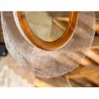 Moderner Wandspiegel aus Metall und Teak Monno Viadurini